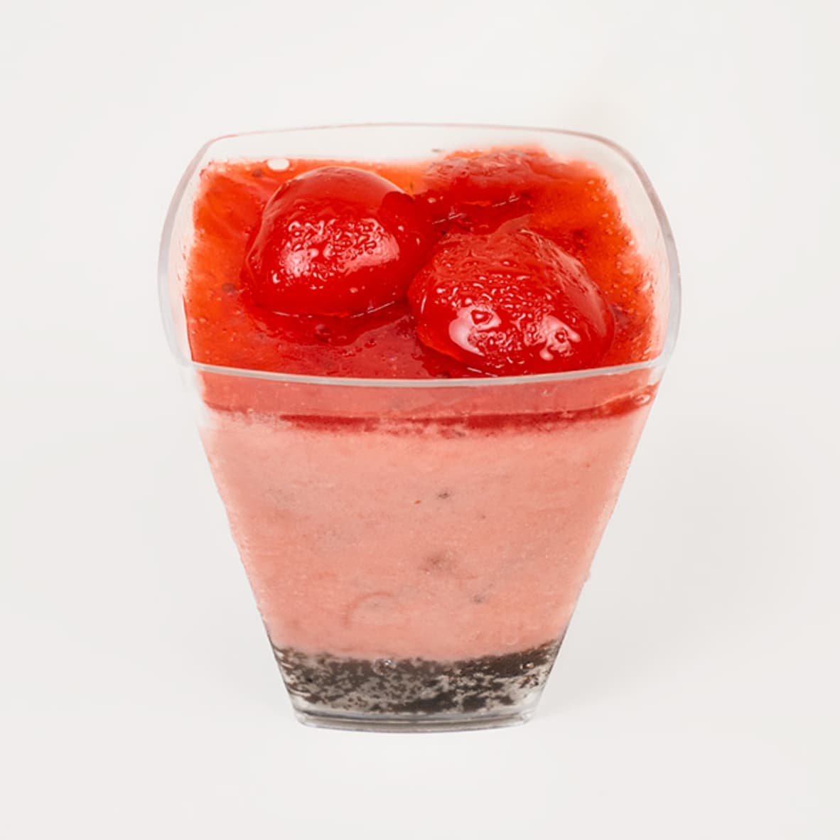 Mini shots de mousse de fresa