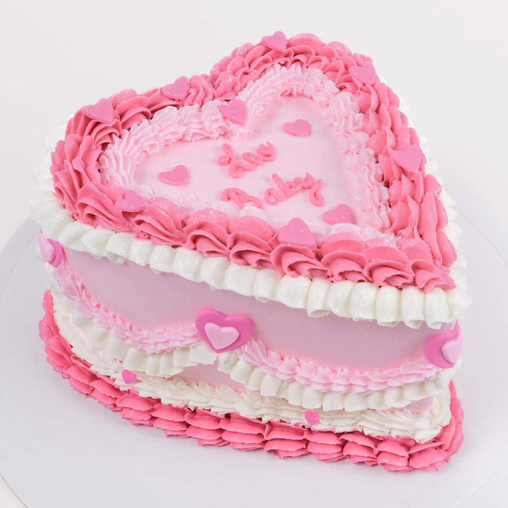 Torta corazón rosada