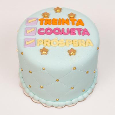Torta de cumpleaños para mujer con frase "Treinta, coqueta y próspera" - Torta de cumpleaños 30 años