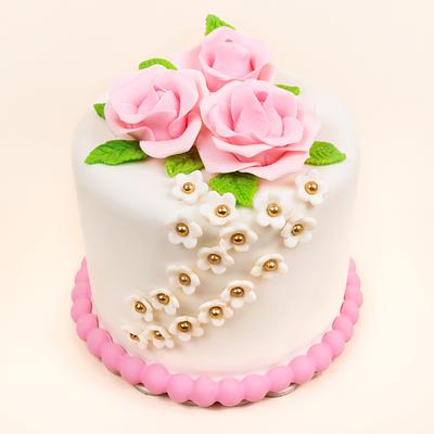 Torta floral de rosas rosadas
